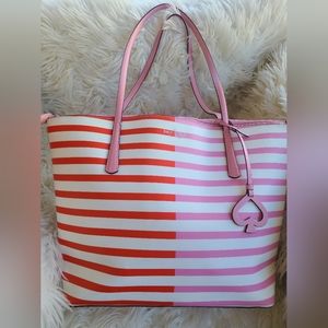 Kate Spade Large Zina Tote (Red/Pink Stripe)